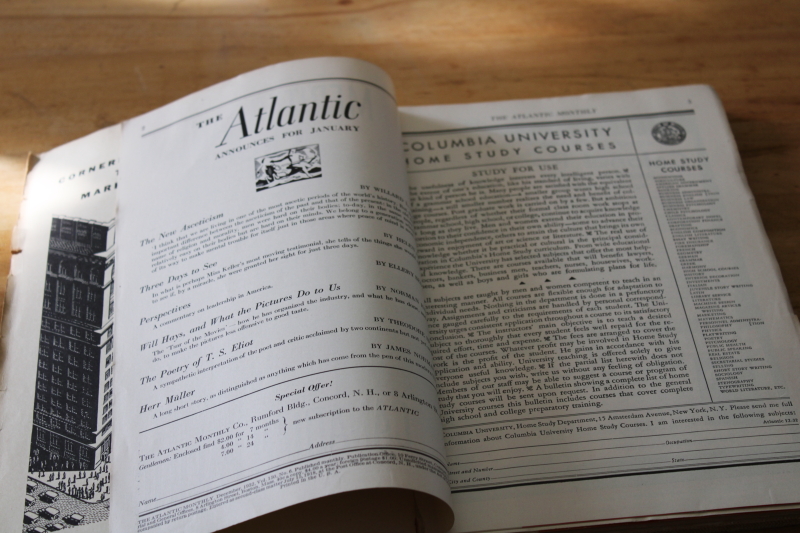 December 1932 vintage issue of The Atlantic magazine, complete w/ ads