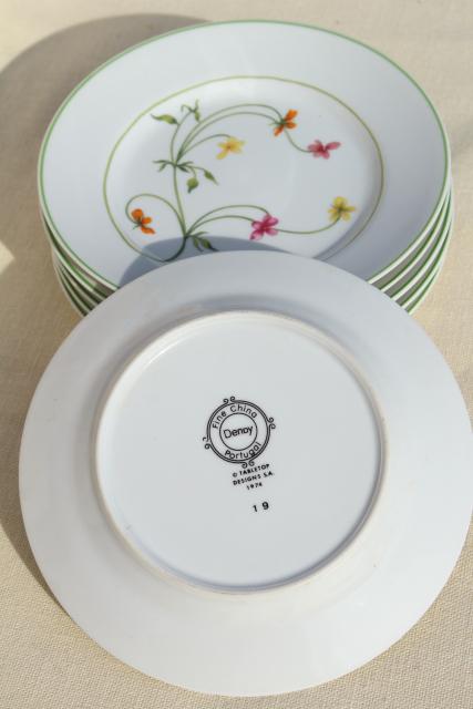 Denby Duchess china, 70s vintage Portugal pottery bread & butter plates set of six