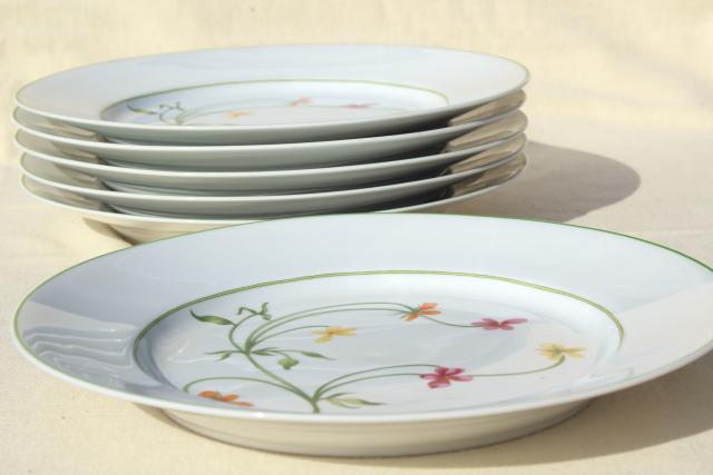 Denby Duchess china, 70s vintage Portugal pottery dinner plates set of six
