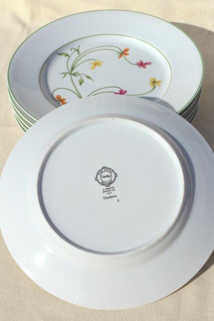 Denby Duchess china, 70s vintage Portugal pottery dinner plates set of six