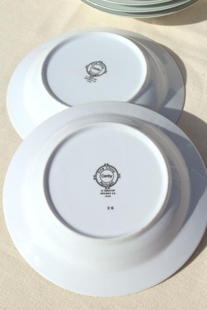 Denby Duchess china, 70s vintage Portugal pottery soup bowls, set of 8