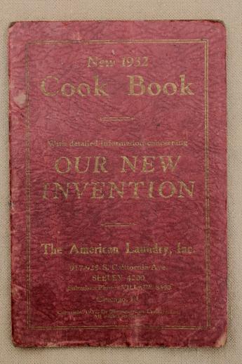 Depression era cook book w/ 1930s vintage advertising for American Laundry - Chicago