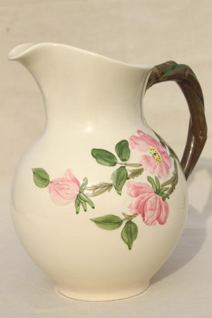 Desert Rose Franciscan pottery, large china pitcher vintage USA backstamp