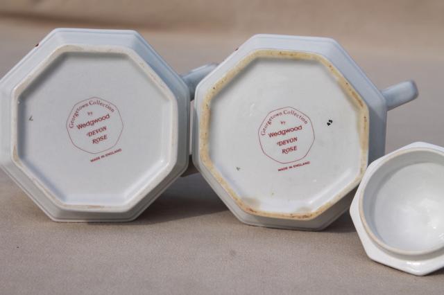 Devon Rose Wedgwood china cream pitcher & sugar bowl set, 1970s vintage