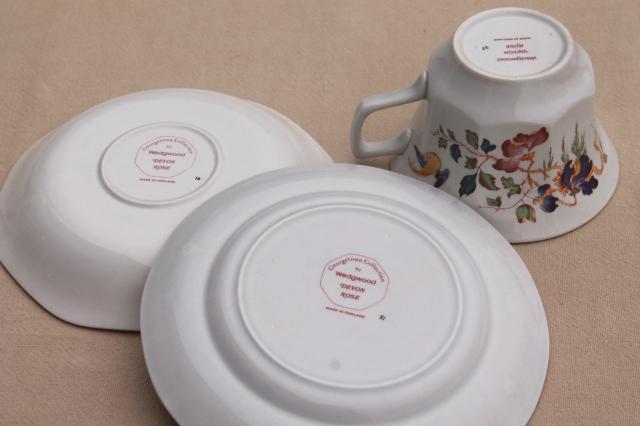 Devon Rose Wedgwood vintage china tea set, cups & saucers, bread & butter plates