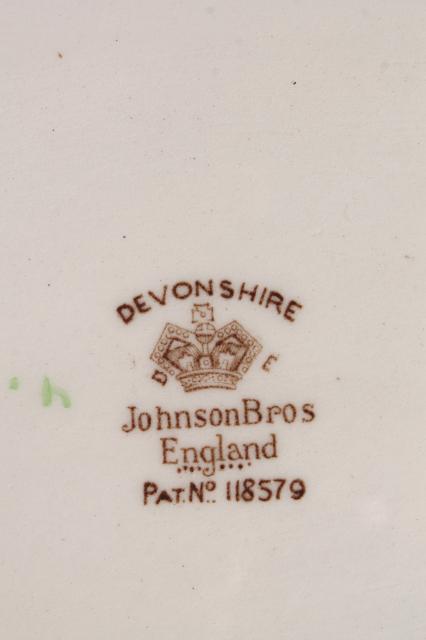 Devonshire Johnson Brothers china, vintage transferware platter & oval serving dish