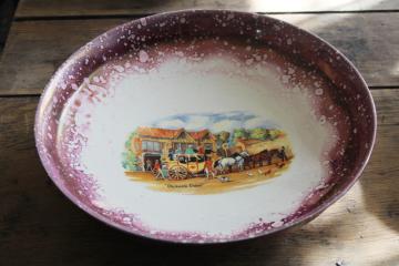Dickens Days Victorian style pink copper luster china display bowl, vintage Grays pottery England
