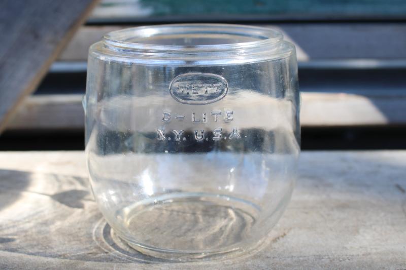Dietz D Lite Loc Nob glass lantern globe, vintage replacement shade
