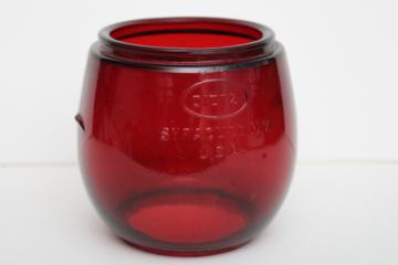 2 x vintage replacement red glass globes for small hurricane lamps