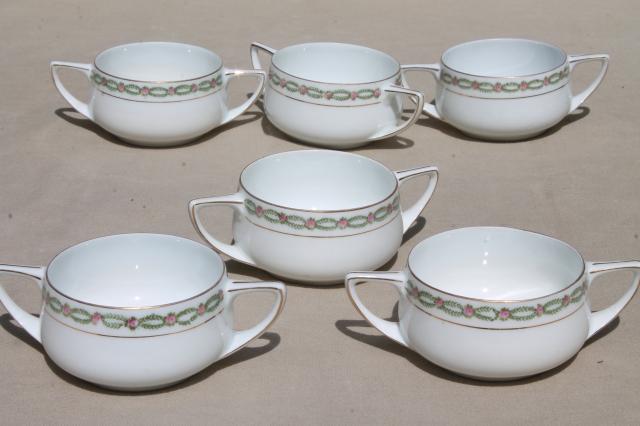 Donatello Rosenthal china cream soups or boullion cups, double handled bowls