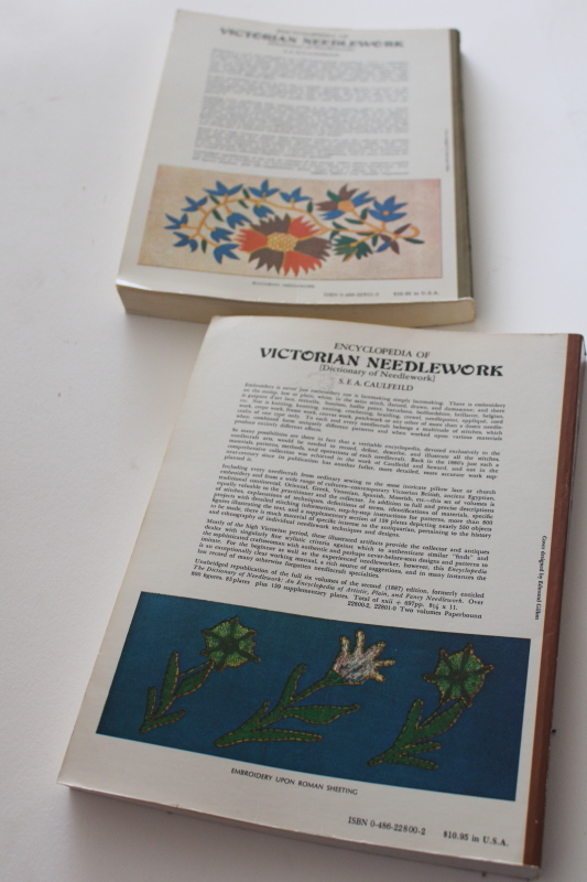 Dover reprint Victorian needlework encyclopedia in two volumes, lacemaking embroidery etc