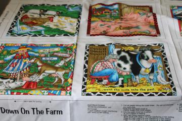 Down on the Farm print fabric panel to make soft cloth book, colorful animals
