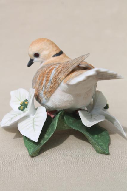 Downy Woodpecker & Turtle Dove collectible vintage Lenox china bird figurines