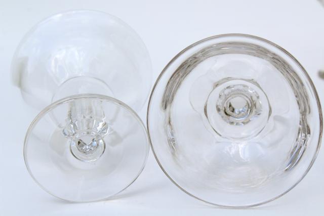 Duncan & Miller Canterbury crystal clear coupe champagne glasses, saucer shaped champagnes
