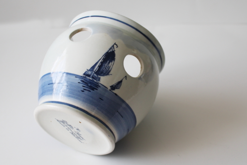 Dutch crocus vase bulb planter pot vintage Delft Blauw hand painted pottery