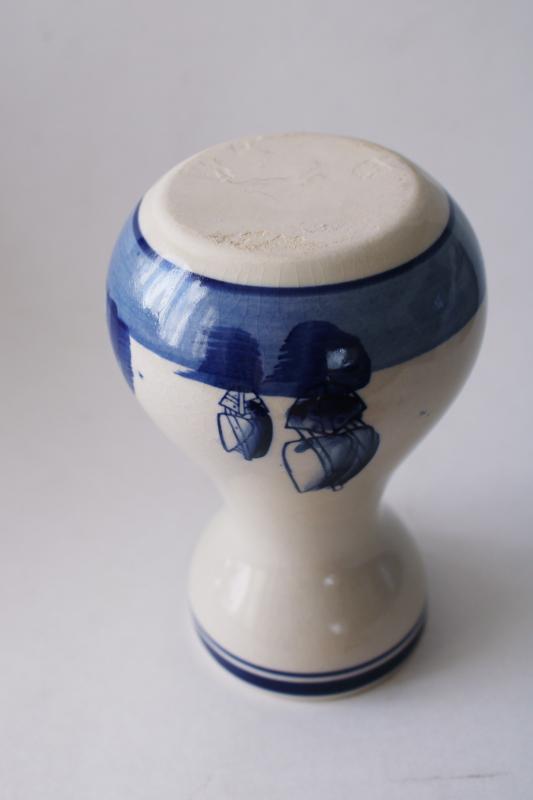 Dutch windmills hyacinth vase for bulb forcing, vintage Delft blue hand painted pottery