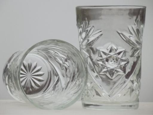 EAPC Anchor Hocking star prescut pressed glass jelly glasses or tumblers
