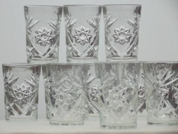 EAPC Anchor Hocking star prescut pressed glass jelly glasses or tumblers