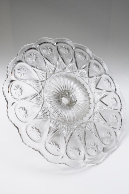 EAPG Fostoria Louise pattern antique pressed glass cake stand, vintage 1902