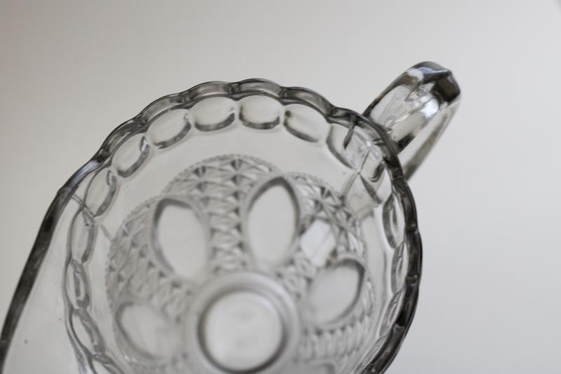 EAPG Oregon pattern pressed pattern glass pitcher, 1890s vintage antique glassware