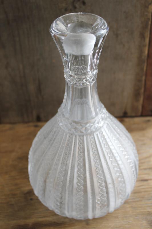 EAPG antique glass decanter bottle Empire or Mardi Gras pattern blown & pressed