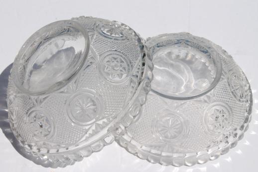 EAPG antique pressed glass berry bowls or ice cream dishes w/ star in circle pattern