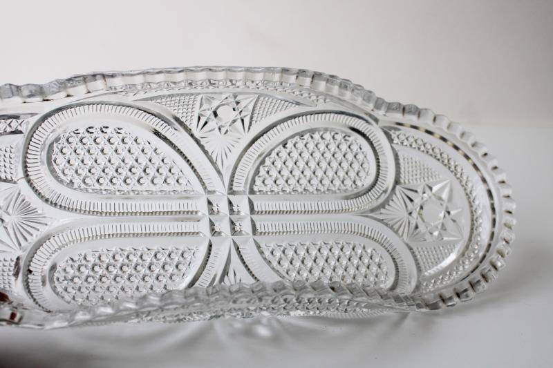 EAPG antique pressed glass celery tray, Massachusetts pattern late 1800s vintage