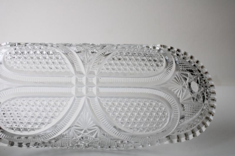 EAPG antique pressed glass celery tray, Massachusetts pattern late 1800s vintage