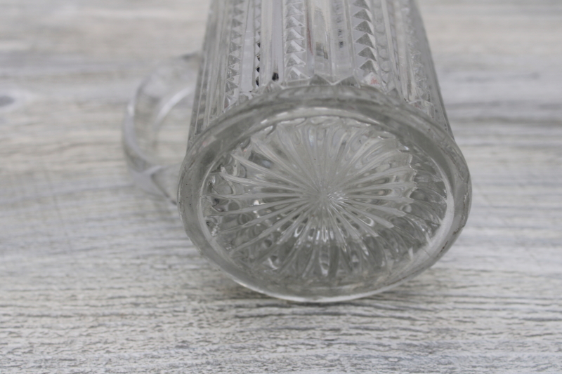 EAPG antique pressed glass creamer, 1800s vintage Mardi Gras zipper pattern pitcher
