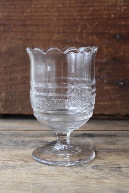 EAPG antique pressed pattern glass celery vase or spoon holder spooner