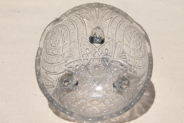 EAPG antique pressed pattern glass finger bowls, brilliant vintage, set of four