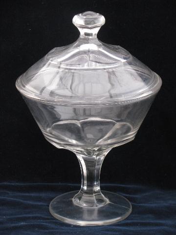 EAPG antique presseg pattern glass comport, lidded compote, vintage 1910