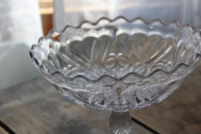 EAPG antique valentine heart pattern glass comport bowl, 1890s Bryce Higbee