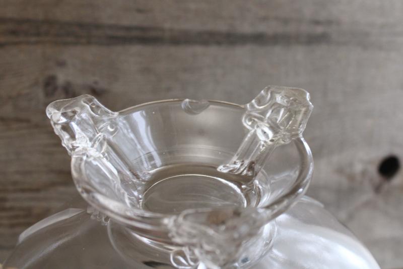EAPG antique vintage figural glass covered bowl Norwegian Viking w/ helmet
