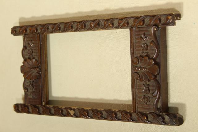 Eastlake antique wood carved frame, ornate old photo frame or frame for vintage postcard