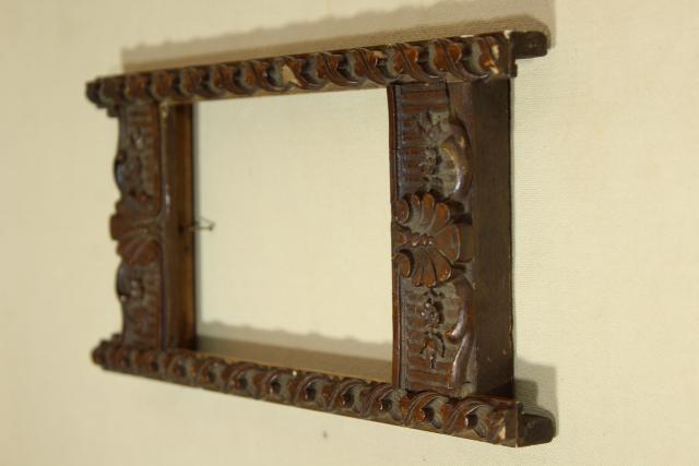 Eastlake antique wood carved frame, ornate old photo frame or frame for vintage postcard