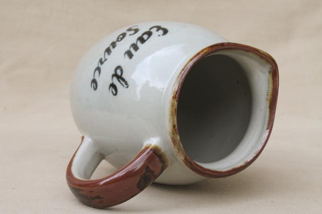 Eau de Source spring water pitcher, vintage French country kitchen stoneware jug
