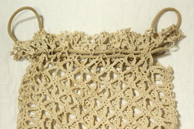 Edwardian vintage ladies purse, antique tatted lace hand bag, handmade lace tatting