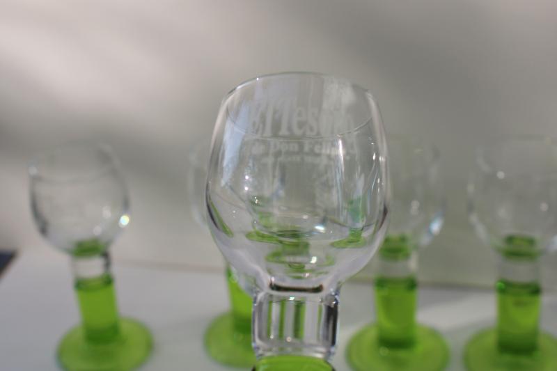 El Tesoro tequila glasses set of six, vintage bar glassware w/ advertising
