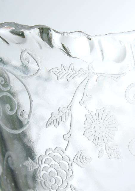 Elaine etch Cambridge gadroon pattern glass serving pieces, vintage elegant glass