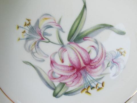 Elizabeth pink lily pattern Meito-Japan china, vintage Harmony House