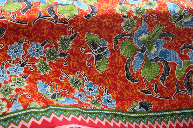 Emchit cotton fabric, bold bright floral border print fabric ...