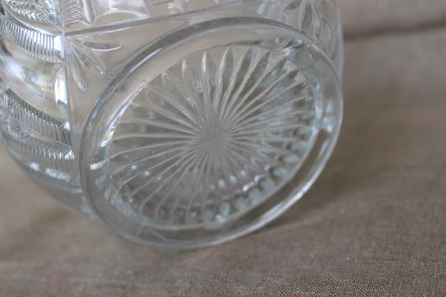 Empire pattern EAPG antique pressed glass rose bowl vase, vintage crystal clear glass