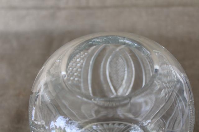 Empire pattern EAPG antique pressed glass rose bowl vase, vintage crystal clear glass