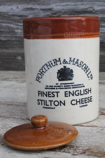 English Stilton cheese crock jar, vintage Royal Doulton crockery pot Fortnum & Mason