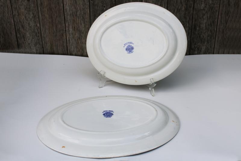 English scenery vintage blue & white transferware china large & small platters