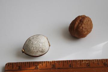 Ernest Steiner tiny brass walnut, vintage sewing case trinket box, hinged ring box