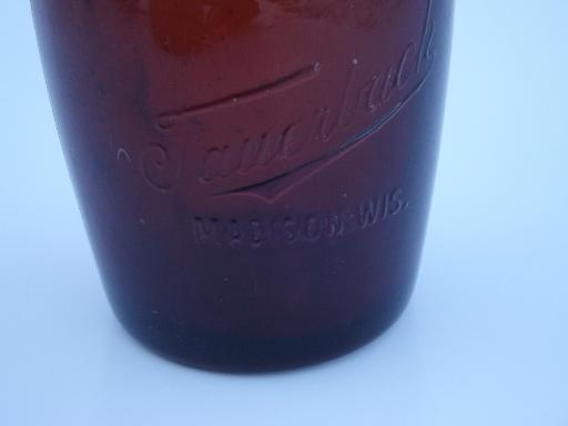 Fauerbach brewing Madison Wisconsin old embossed amber glass beer bottle