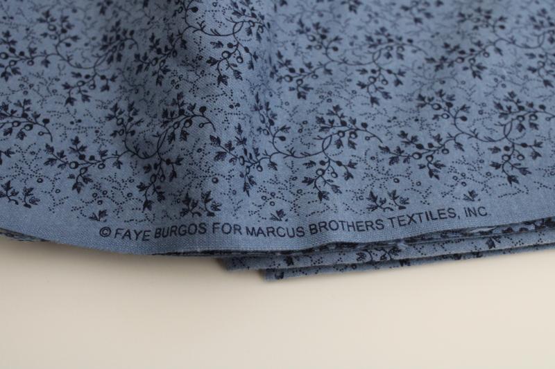 Faye Burgos print cotton flannel fabric, blue berry w/ navy vintage prairie girl style