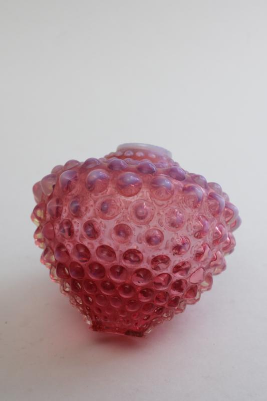 Fenton cranberry opalescent hobnail glass for vintage lamp or upcycle project